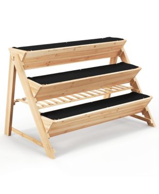 3-Tier Raised Garden Bed with Storage Shelf and Side Hooks