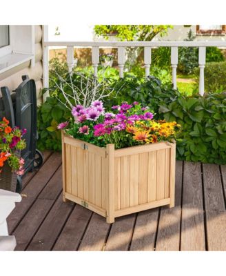 Garden Wooden Planter Box Folding Raised  Outdoor Plant Container w/ Drainage Hole