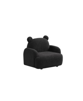 25.5"W Black Sherpa Bear-Shaped Kids Armchair