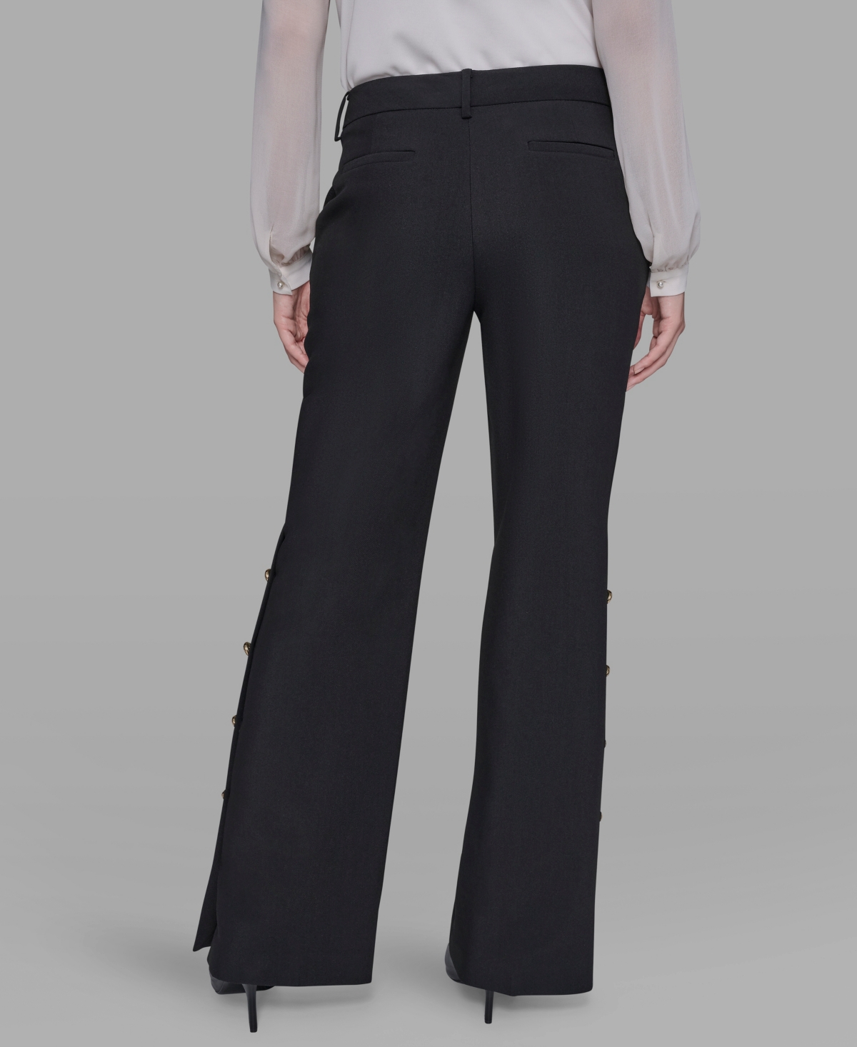 Karl Lagerfeld Women's Mid-rise Flared Pants In Black