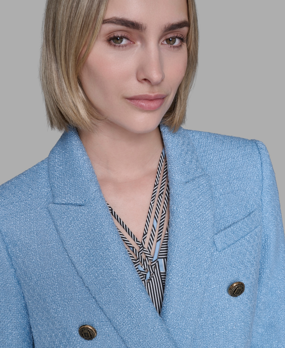 Karl Lagerfeld Women's Cropped Long Sleeves Jacket In Blue