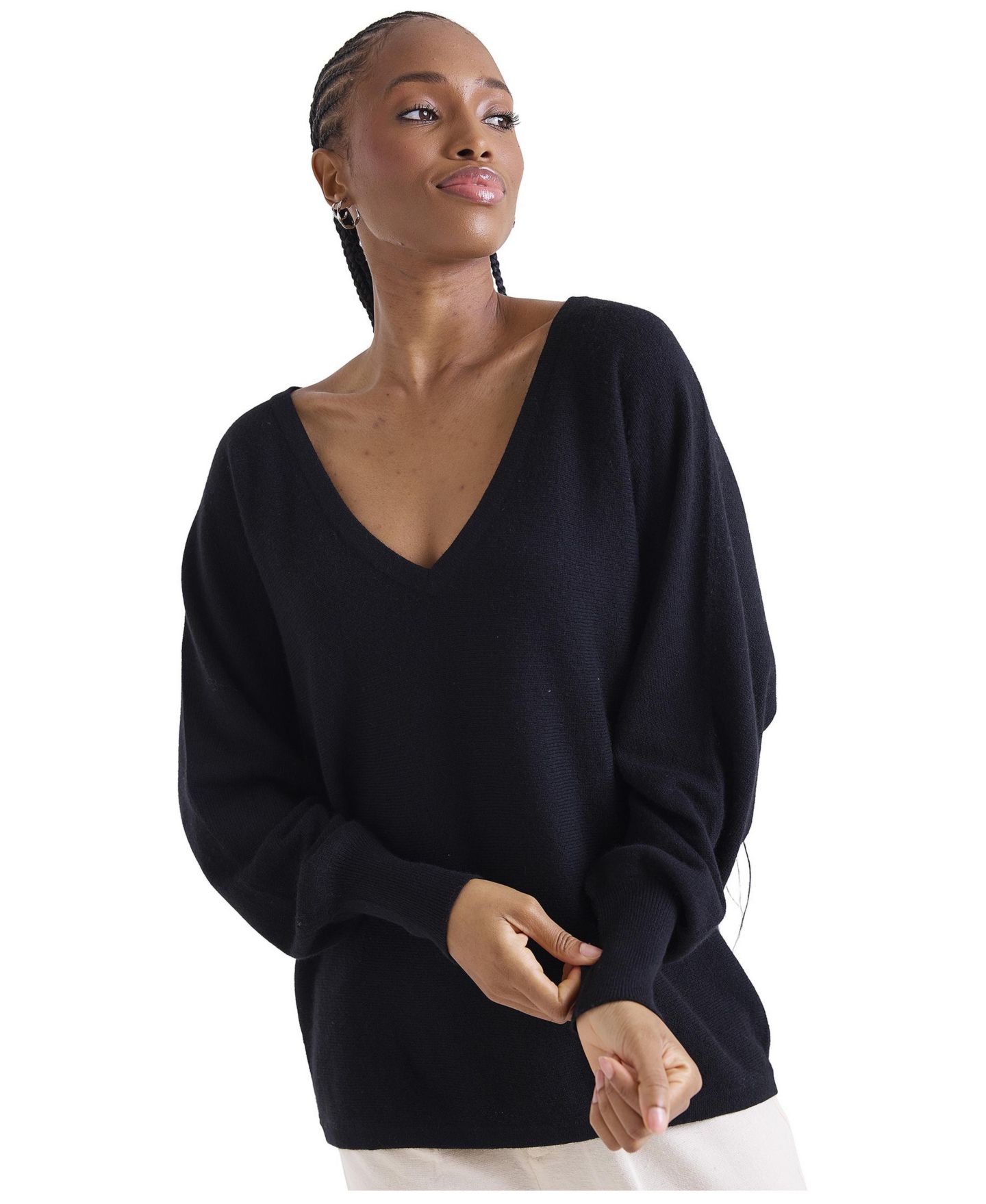 Женский свитер 1982 Paros V-Neck 100% Cashmere, цвет: Чёрный — фото 1