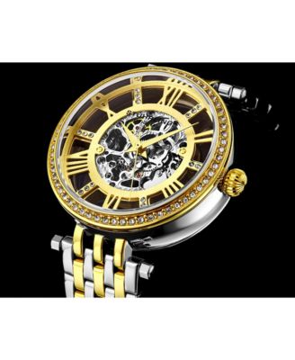 3944 Delphi Women s Automatic Skeleton Watch 38mm, Silver-tone, Crystal Bezel, Roman Numerals, Stainless Steel Bracelet
