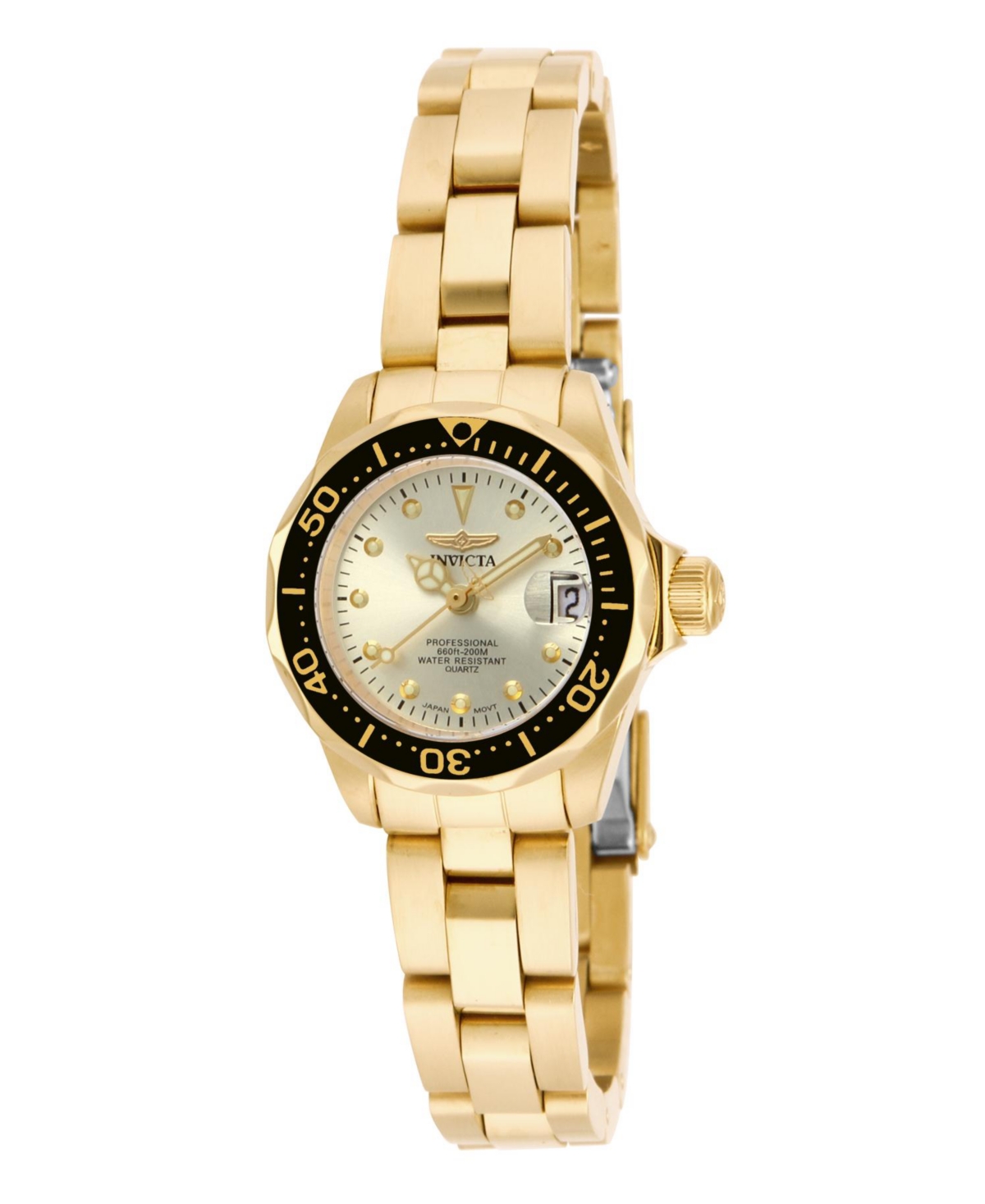 Invicta Women's Pro Diver Quartz 3 Hand Champagne Dial Watch