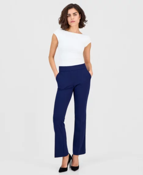 AK Anne Klein Petite Cool Crepe Pull-On Ankle Pants - Distant Mountain
