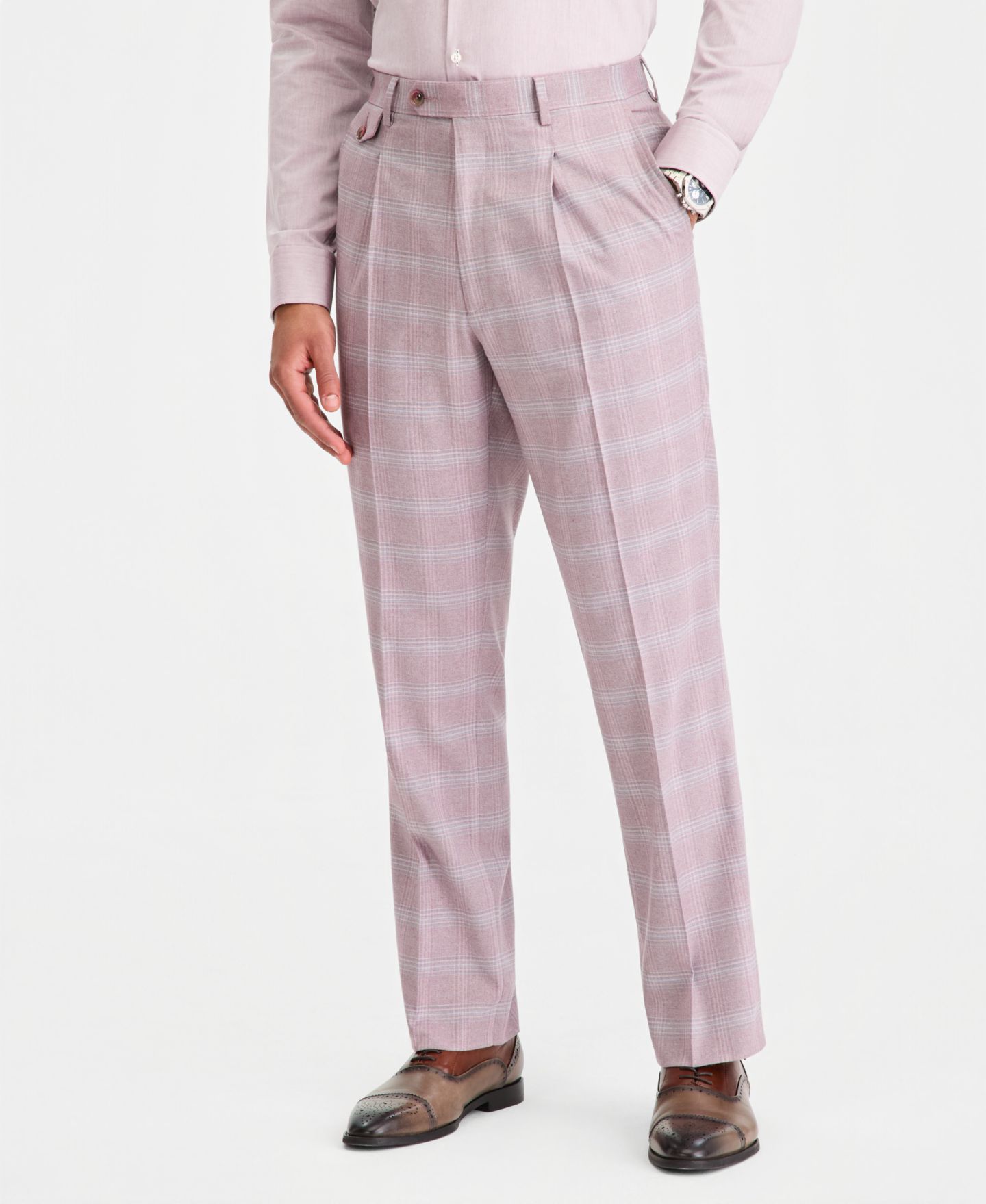 Мужские брюки Tayion Collection Classic-Fit Dusty Rose Suit Separates, цвет: Пыльный розовый — фото 4