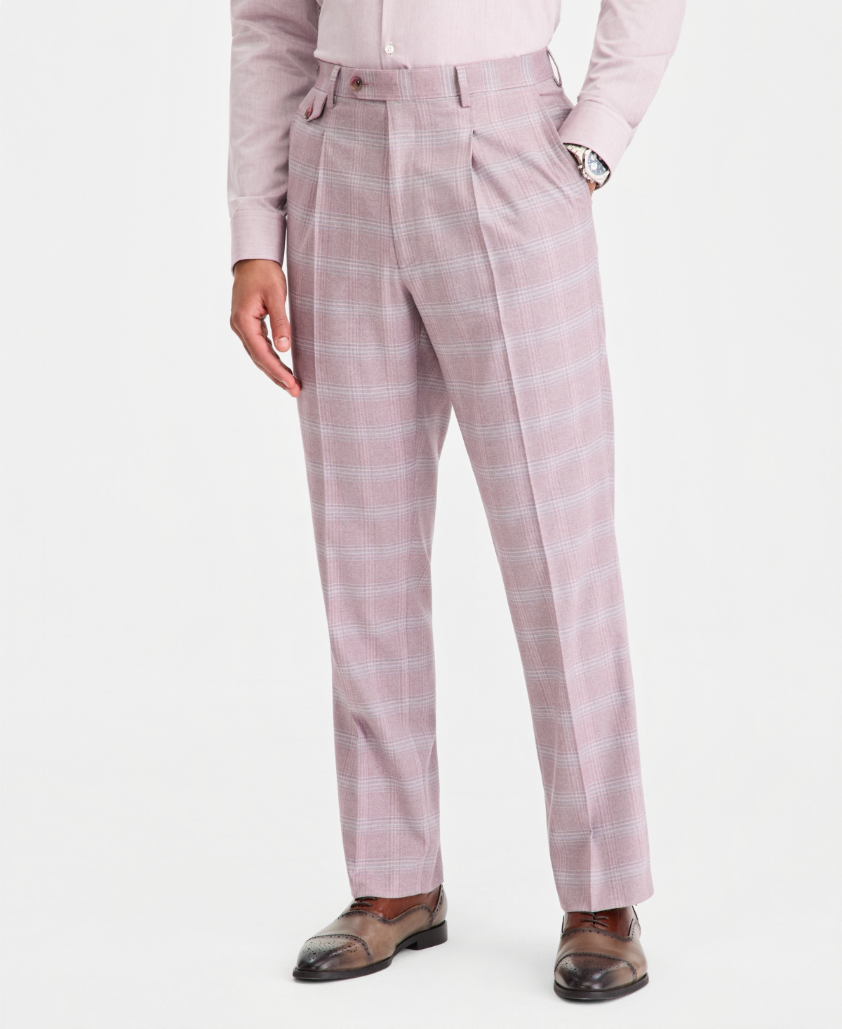Tayion Collection Men's Classic-Fit Dusty Rose Suit Separates Pants