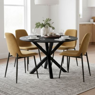 5-Piece Modern Dining Set with 39.5 Inch Round Table and 4 Chairs, Multiple Color Options for Kitchen & Dining Room-Maison Boucle