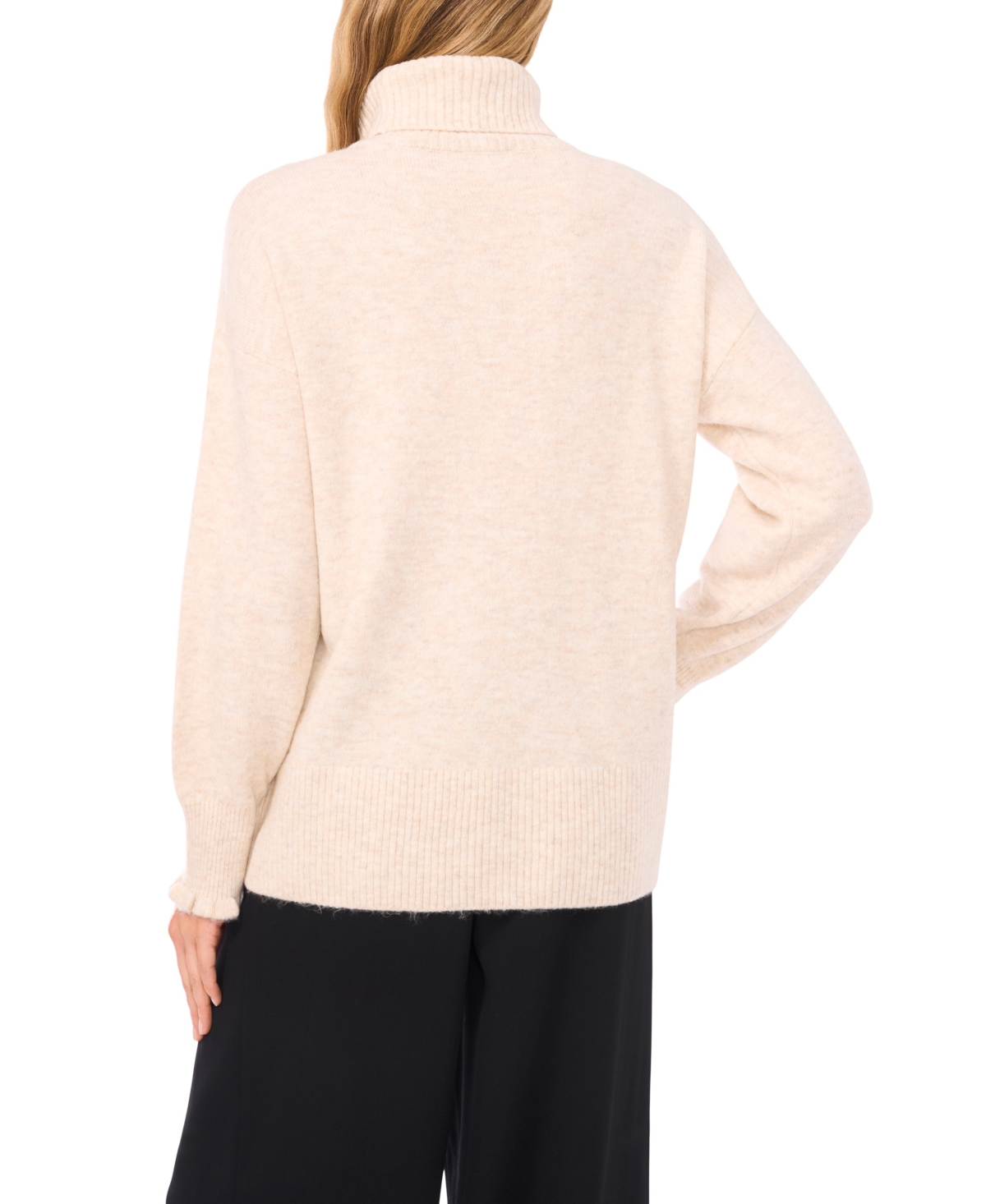 CeCe Women's Embroidered Ribbon Turtleneck Sweater
