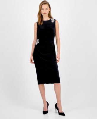 Anne Klein - Women's Velvet Rhinestone-Embellished Dress