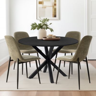 5-Piece Modern Dining Set with 39.5 Inch Round Table and 4 Chairs, Multiple Color Options for Kitchen & Dining Room-Maison Boucle