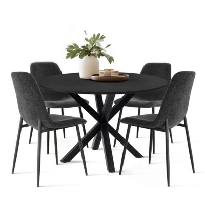 5-Piece Modern Dining Set with 39.5 Inch Round Table and 4 Chairs, Multiple Color Options for Kitchen & Dining Room-Maison Boucle