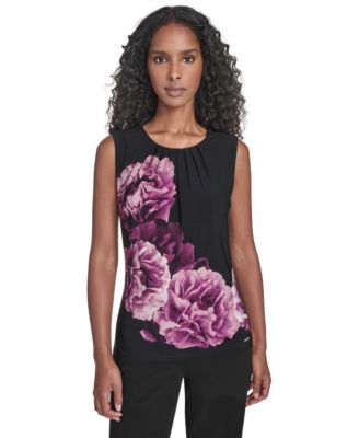 Calvin Klein - Petite Printed Pleated Design Cami Top