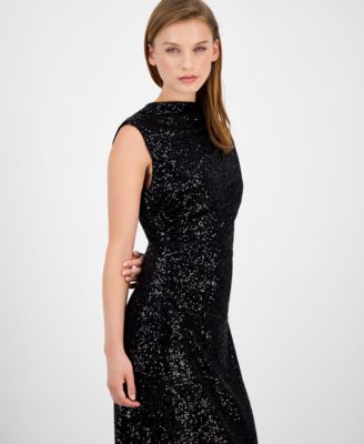 Women's Sequin Sleeveless Midi Sheath Dress
