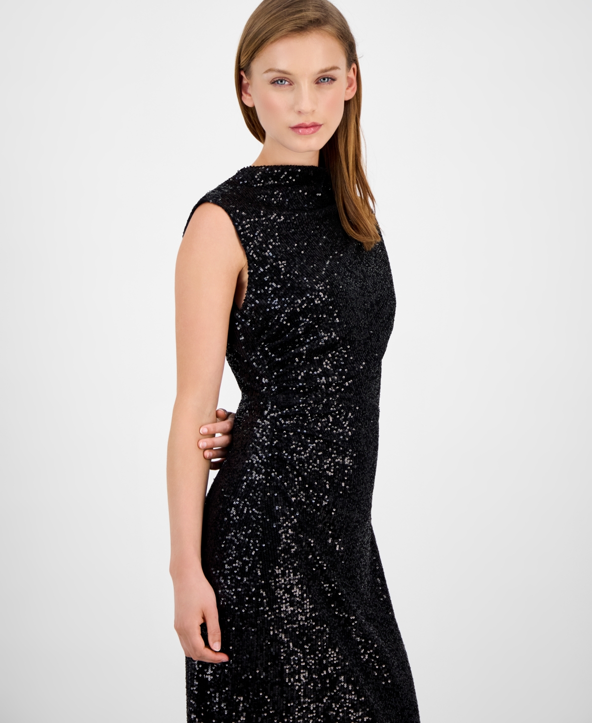 Anne Klein Women's Sequin Sleeveless Midi Sheath Dress