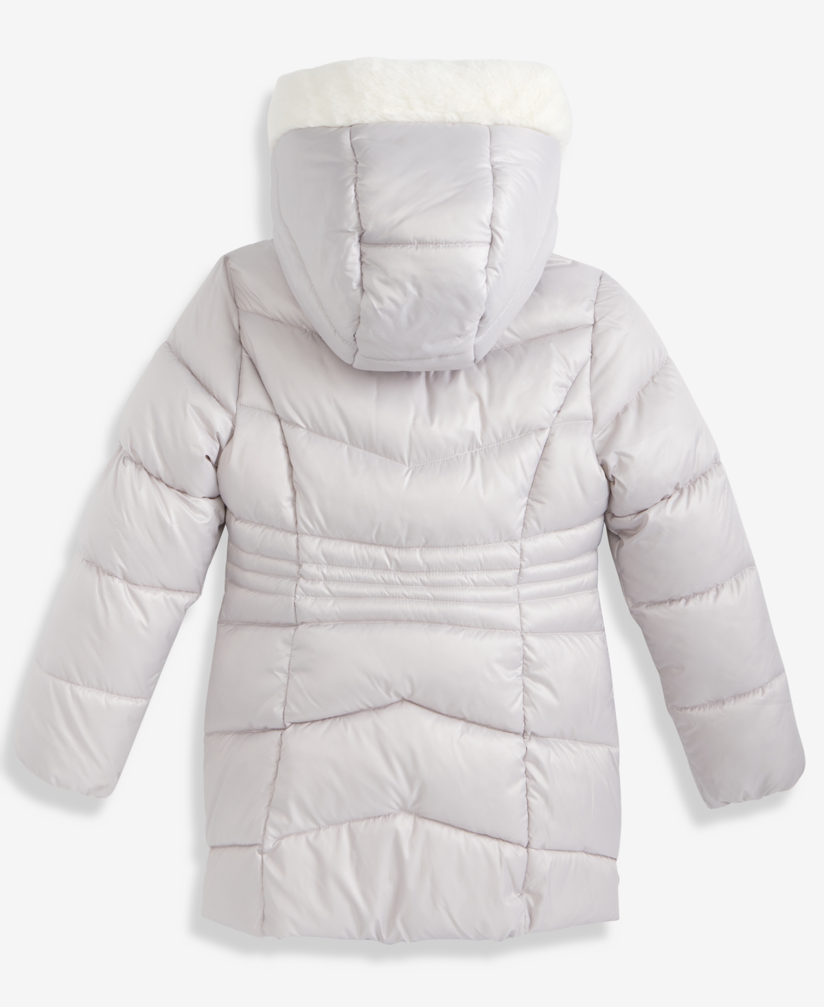 Michael Kors Girls 7-16 Stadium Puffer Jacket With Faux-fur Trim In White