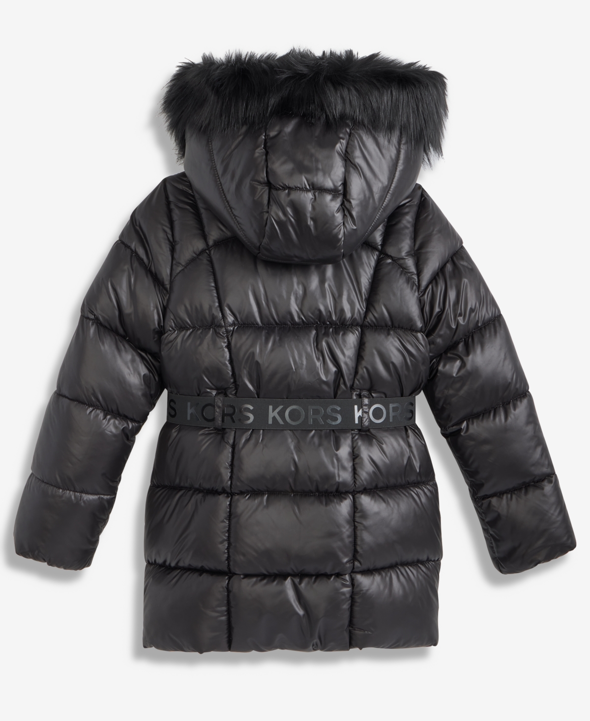Michael Kors Girls 7-16 Active Belted Stadium Puffer Jacket With Faux-Fur Trim
