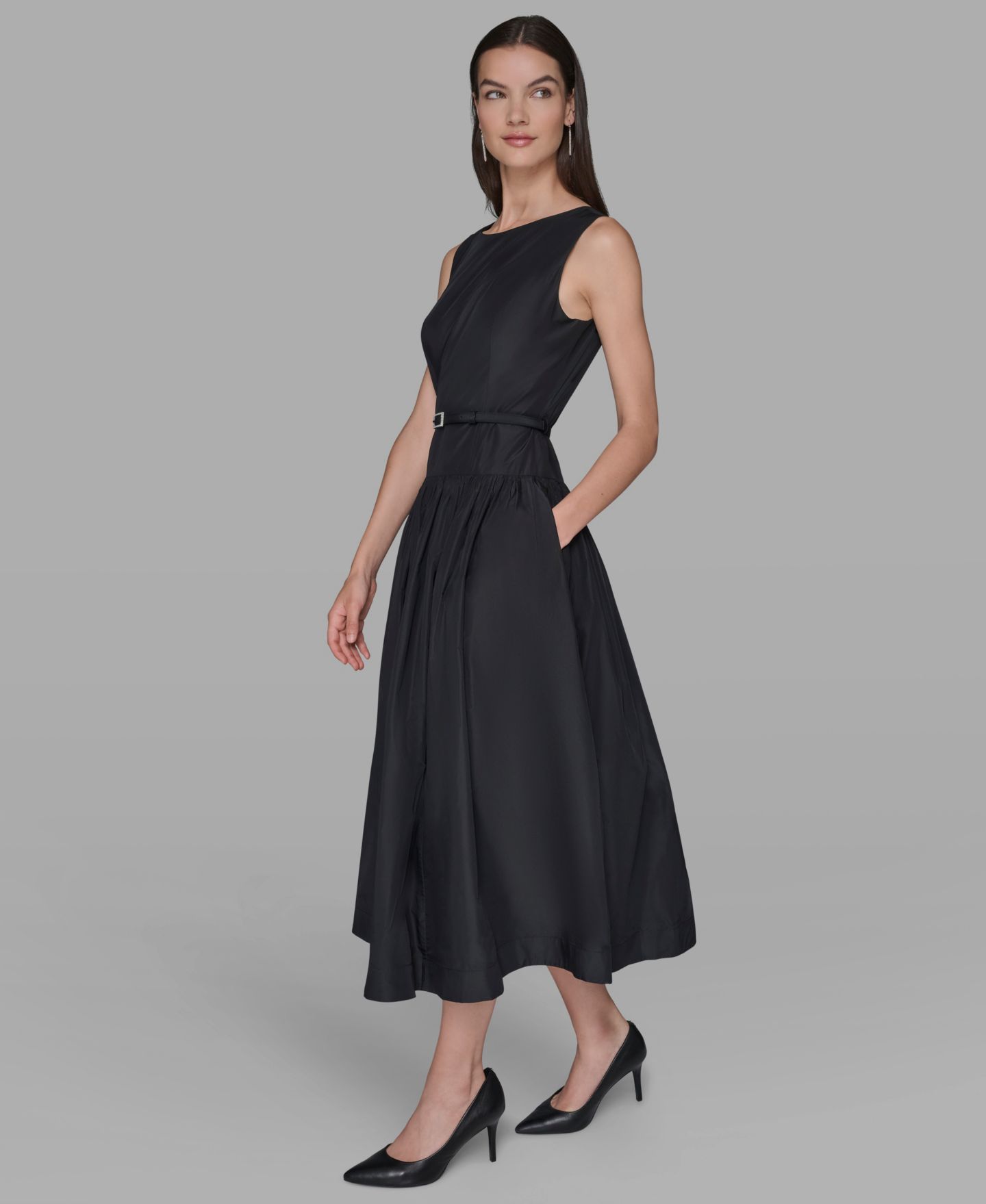Женское платье KARL LAGERFELD PARIS Taffeta Drop-Waist Ball Gown, цвет: Чёрный — фото 4