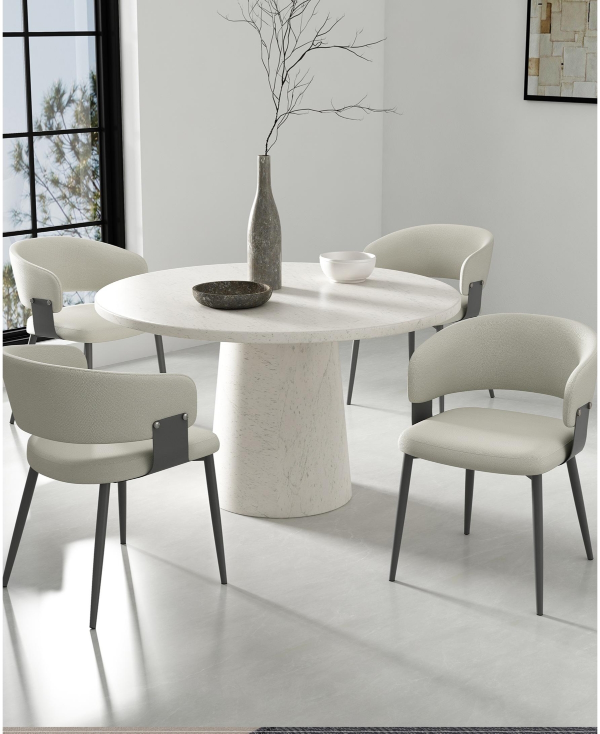 Manhattan Comfort Luce Textured 22.9" Leatherette Upholstered Dining Chair In Brown