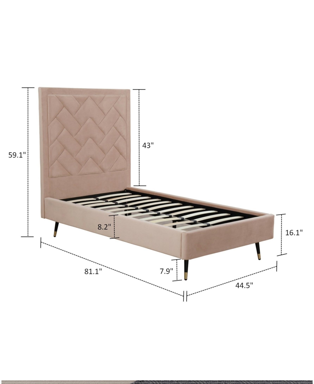 Manhattan Comfort Crosby Modern Twin-size Velvet Upholstered Bedframe And Headboard In Brown