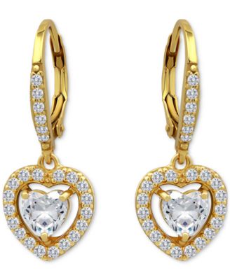 Heart Earrings (2-1/8 ct.t.w) in 18K Gold Plated Sterling Silver, Macy's Exclusive
