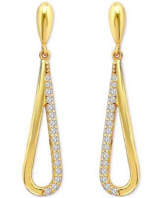 Round Drop Earrings (3/8 ct.t.w) in 18K Gold Plated Sterling Silver