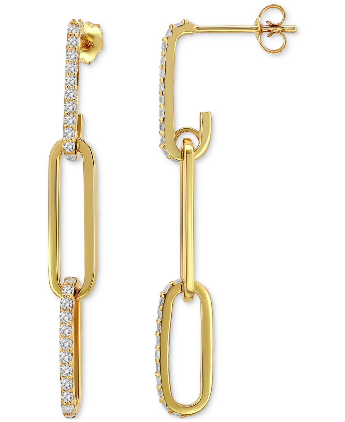 Giani Bernini Link Drop Earrings (3/4 Ct. T.w.) In Gold Plated Sterling Silver, Macy's Exclusive In Gold