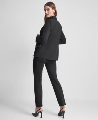 Petite 2-Button Notch Collar Ponte Jacket