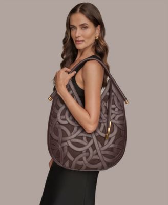 Baldwin Woven Leather Floral Shoulder Bag