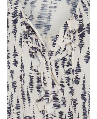 Women's Ruffle Front Printed Blouse