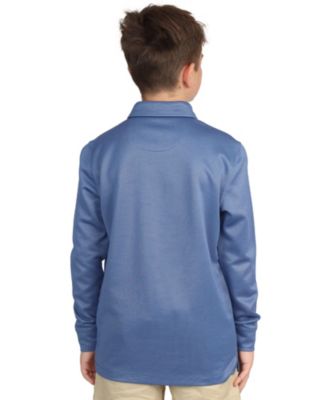 Boys Long Sleeve Slate Blue Modal Polo Shirt by