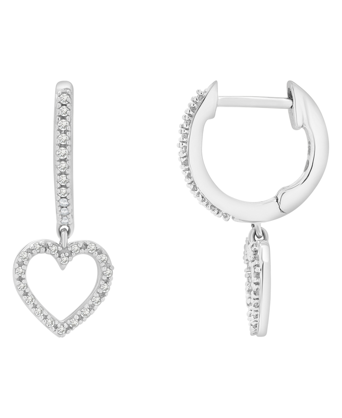 Macy's Diamond Heart Earrings (1/8 Ct.t.w.) In 10k White Gold In Multi