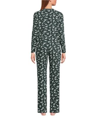 Women's Petite Knit 2 Piece Pajama Set - Long Sleeve Top and Pants