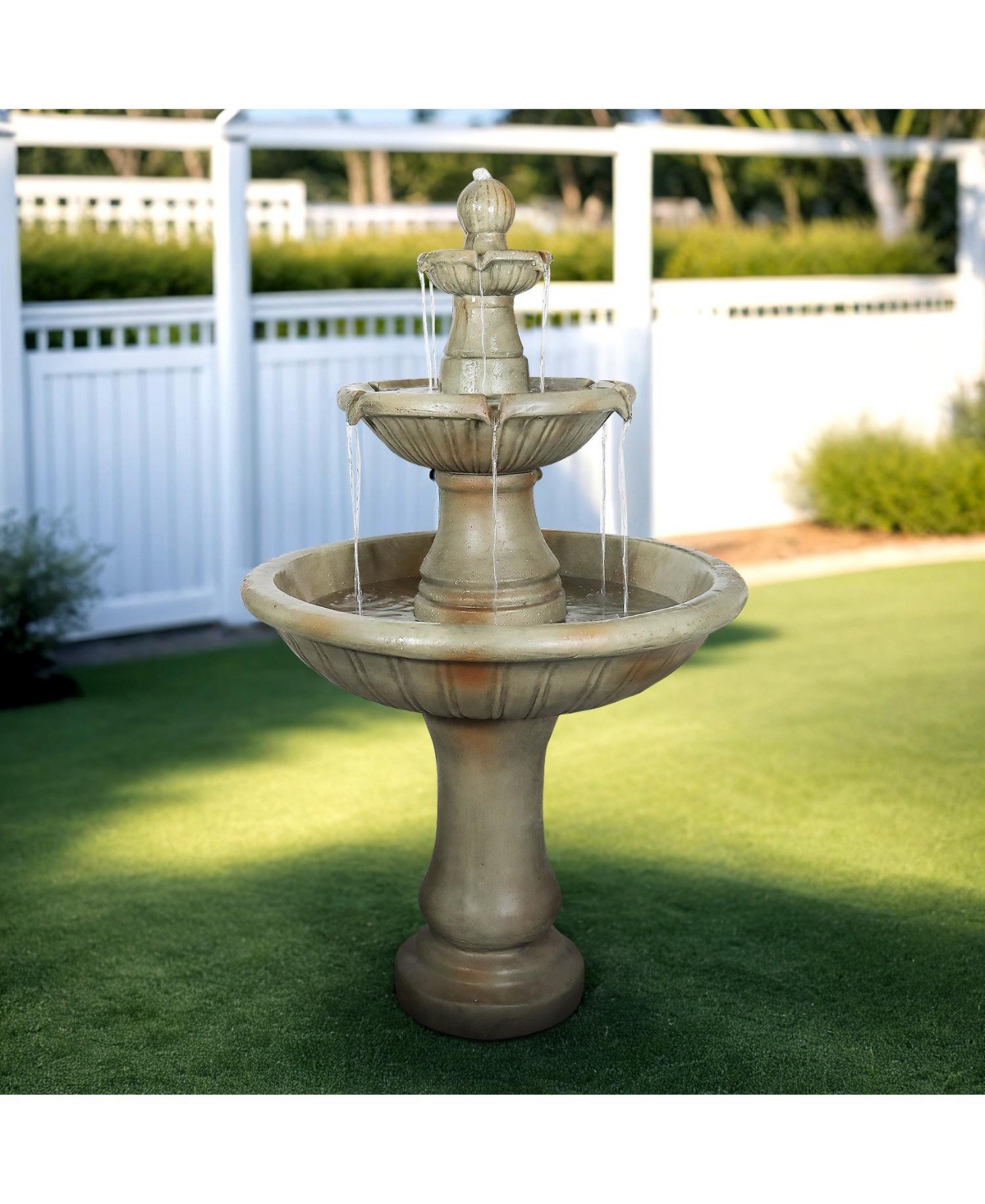 SunJet 51.5” High 3-Tiers Modern Concrete Outdoor Water Fountain