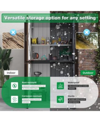 Outdoor Storage Cabinet Waterproof with Shelves, Vertical Tall Sheds Cabinet