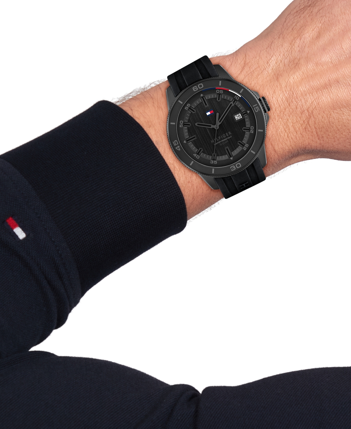 Tommy Hilfiger Men's Quartz Black Silicone Strap Watch, 43mm