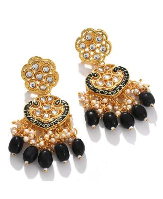 Women's Gold Plated Kundan Beaded Jewellery Set