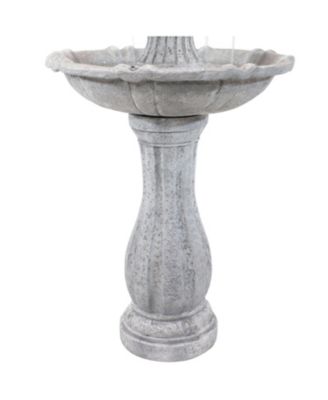 45" H Outdoor Arcade 2-Tier Solar Water Fountain with Battery Backup and LED Light