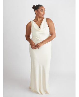 Women's Cowl Front Crepe Bridesmaid Dress