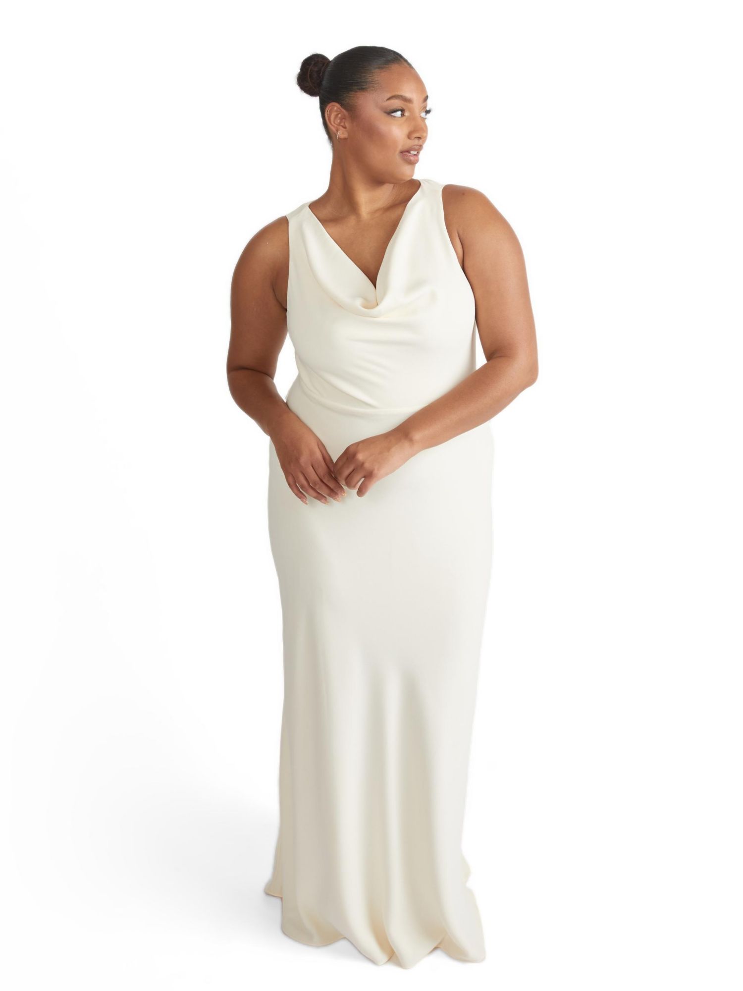 Women's Cowl Front Crepe Bridesmaid Dress