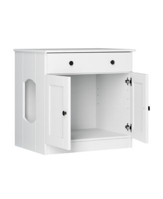 100% Solid Wood Ziva 2-Door Cat Litter Box Enclosure