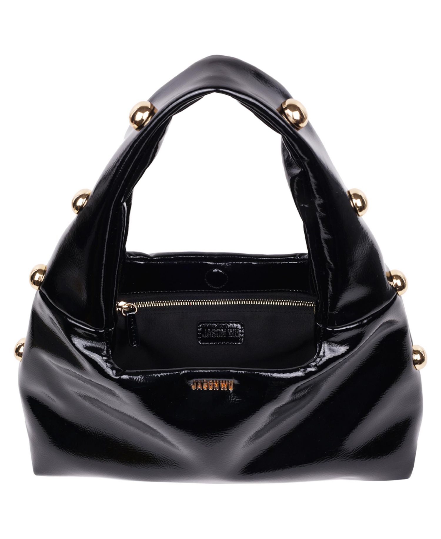 Studded Shoulder Bag in Crackled Finish