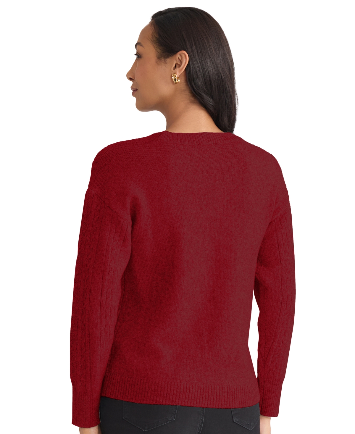 Jones New York Petite Long Sleeve Sweater In Red