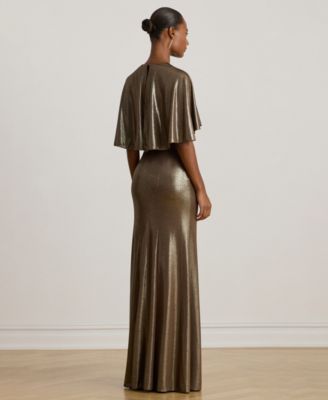 Women's Twist-Front Cape Gown