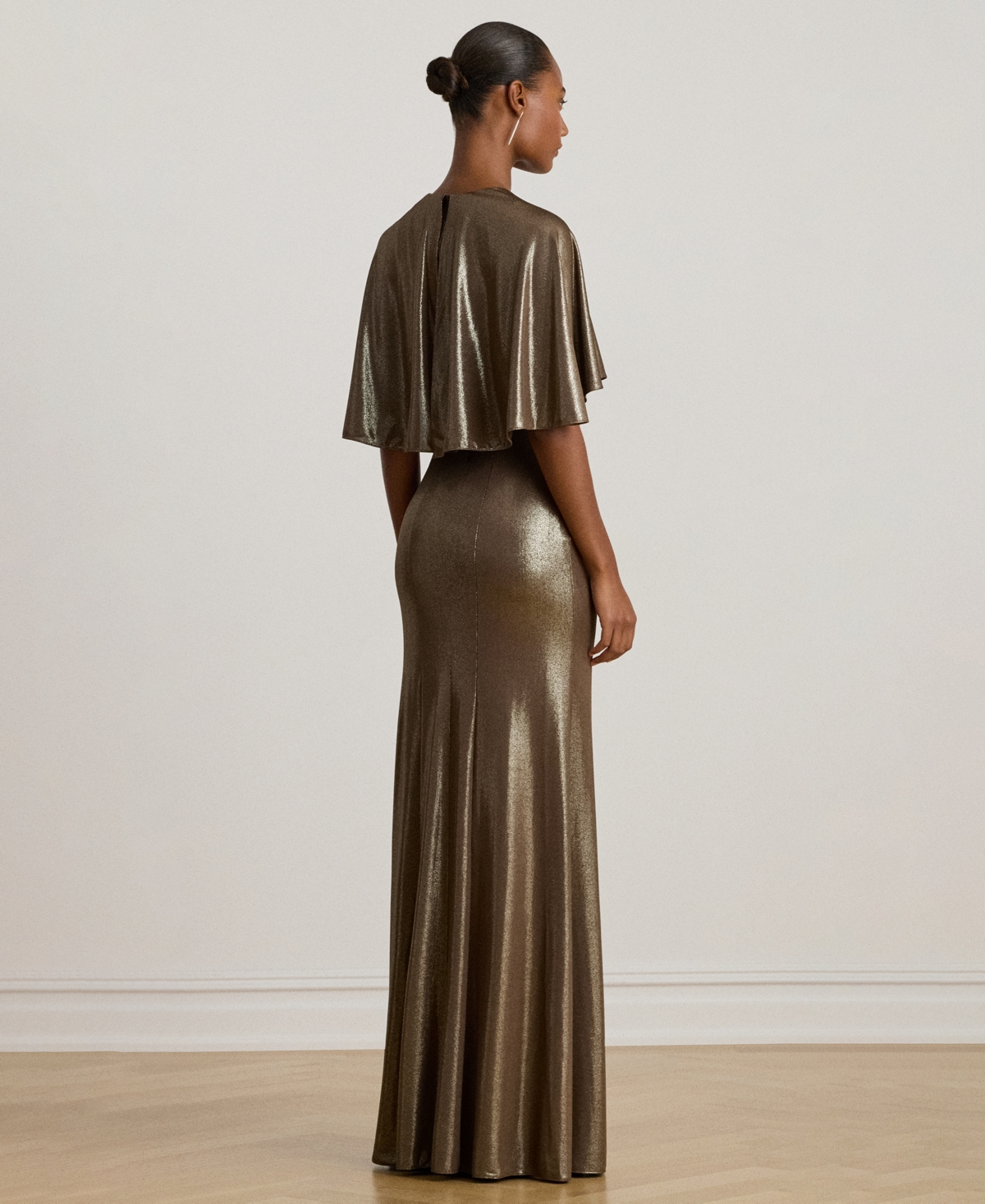 Lauren Ralph Women's Twist-Front Cape Gown