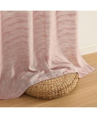 Madison Faux Linen Textured Semi Sheer Privacy Sun Light Filtering Transparent Window Grommet Long Thick Curtains Panels, Set of 2