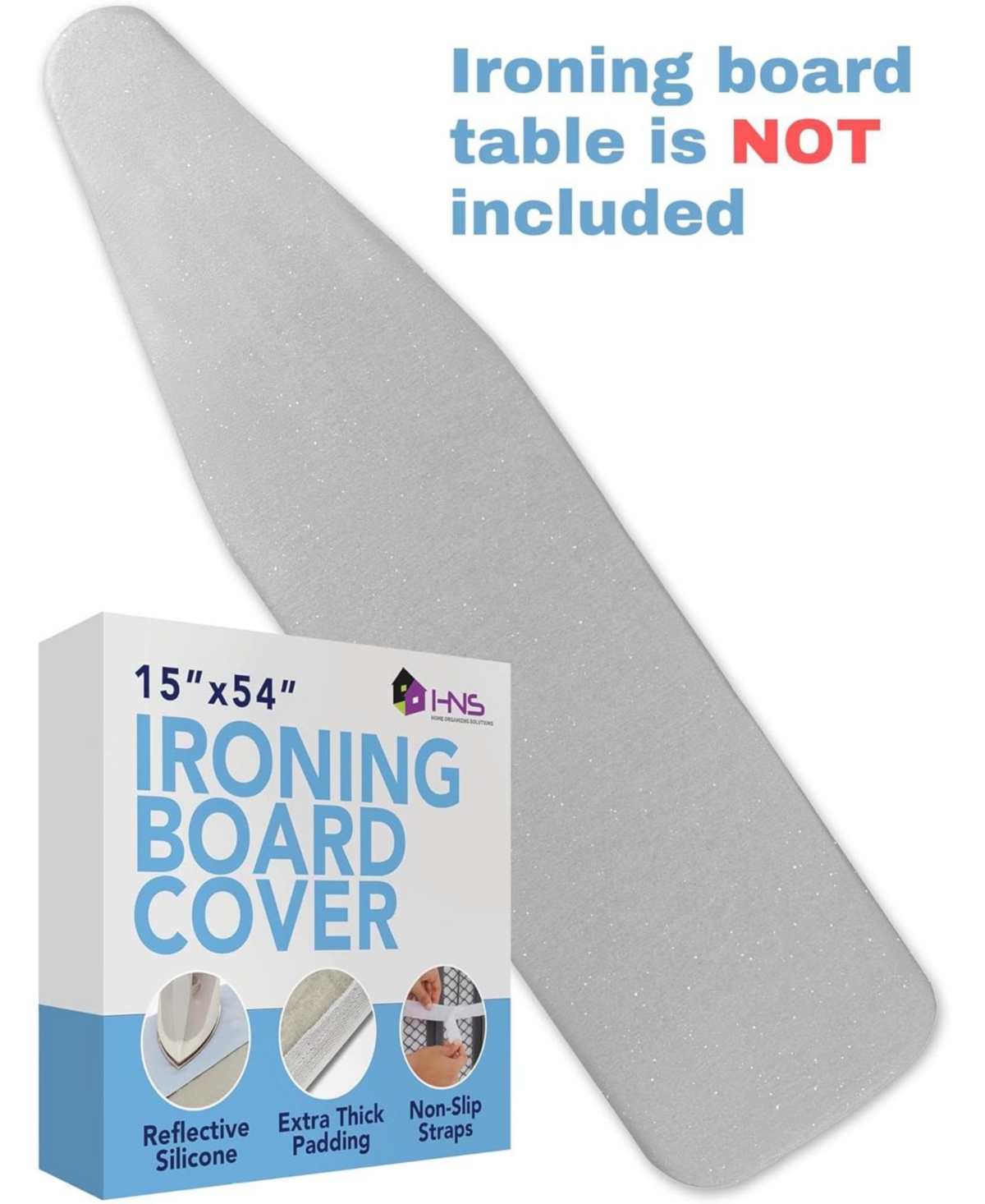 Florida Brands Ironing Board Cover and Pad - 15" x 54" Large Fits All Standard Sizes Heat Reflective Iron