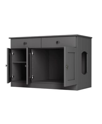 100% Solid Wood Ziva 3-Door Cat Litter Box Enclosure