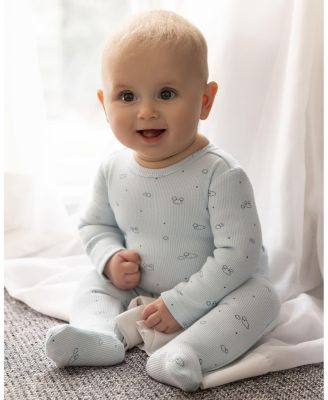 Baby and Toddler Boys "Clouds of Happiness" Cotton Rich Mini-Ribbed Footie