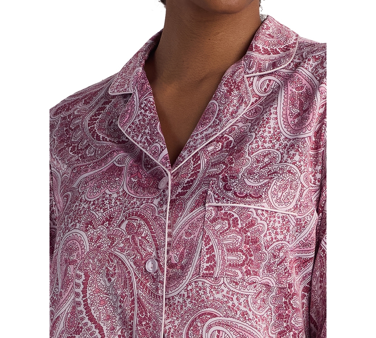 Miss Elaine Women's 2-piece Paisley Printed Top And Pants Pajama Set In Pink